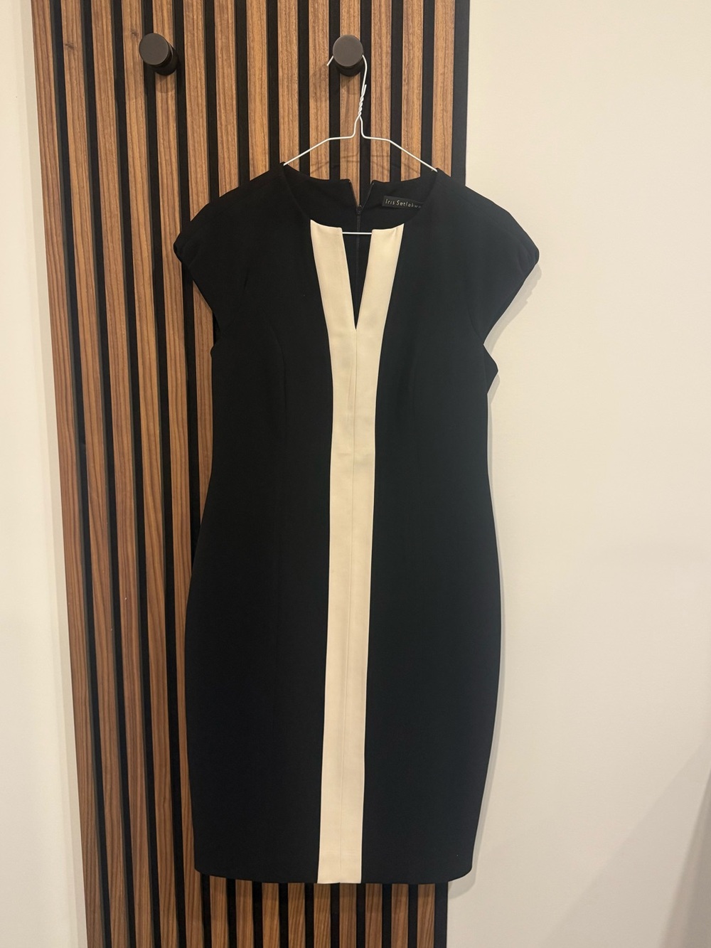 Iris Setlakwe Black and Cream Cap-Sleeve Midi Dress